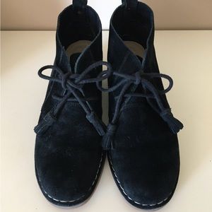 Black Suede Ankle Boots, size 7.5, Hush Puppies